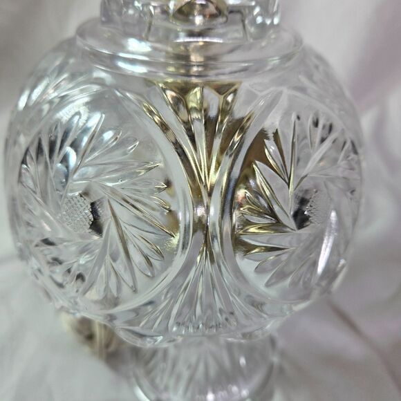 Boudoir Cut Glass Crystal Brass Night Light Dresser Lamp Vintage 11" Pinwheel - Picture 10 of 16